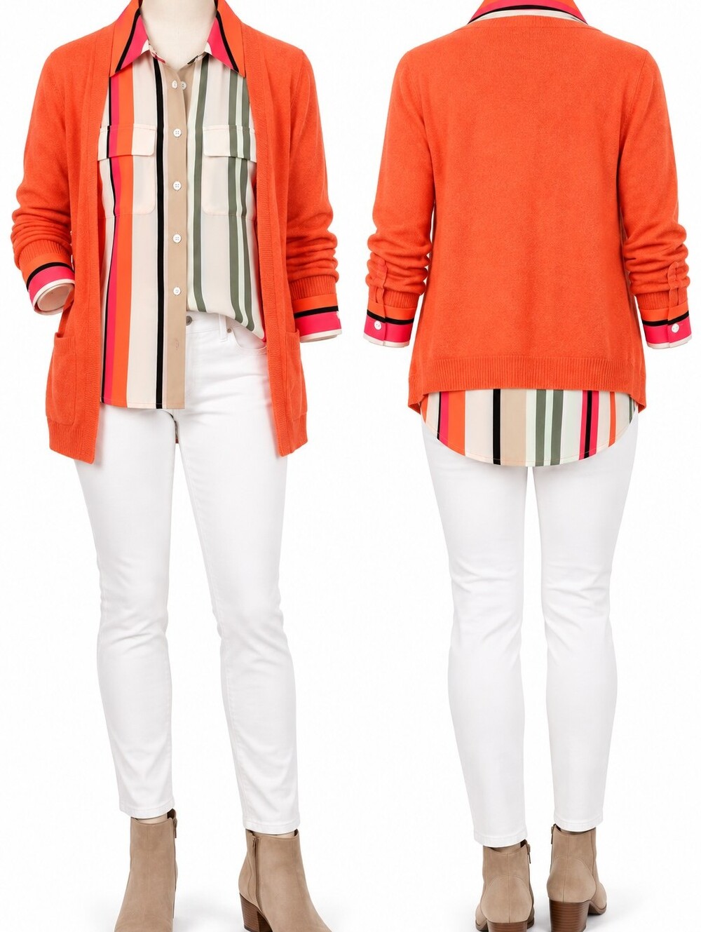 Striped Button-Front Blouse in Multi-Color - Picture 6 of 8